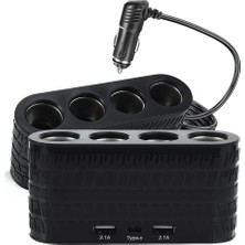 Erdo Ticaret Araç Içi Güç Dağıtıcı 4 Çakmaklık 2 USB 1 Type C Şarj Ünitesi