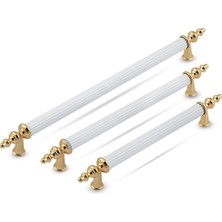 Trend Kulp Gold Beyaz Retro Çekmece Kulpları 128 mm Alüminyum ve Zamak Malzeme ile Uzun Ömürlü