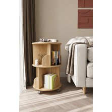 Peka 360° Mdflam 2 Raflı Dekoratif Döner Kitaplık - Atlantik Çam- 71X45 Dekoratif Düzenleyici ve Organizer
