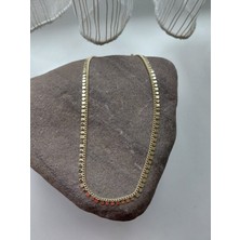 Lavante Butik Gold Zincir Daire ve Kare Pullu Zincir Çelik Kolye 14 K Altın Kaplama Sallantılı Pullu Çelik Kolye