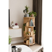Peka 360° Mdflam 3 Raflı Dekoratif Döner Kitaplık - Atlantik Çam- 103X45 Dekoratif Düzenleyici ve Organizer