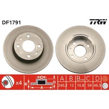 TRW Almparca Ön Fren Aynasi Uno 70 240.2X12X4DL