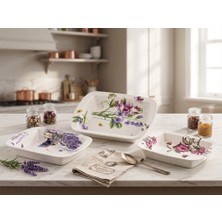 Noble Life Floral Koleksiyonu 3'lü Dikdörtgen Servis Seti
