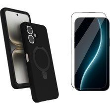 Tekno Grup Tecno Spark Go 2 Kılıf M-Safe Şarj Özellikli Standlı Samara Kapak-Siyah + Cam Ekran Koruyucu