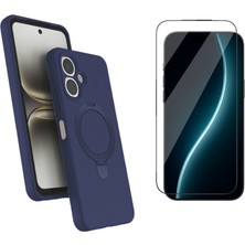 Tekno Grup Tecno Spark Go 2 Kılıf M-Safe Şarj Özellikli Standlı Samara Kapak-Lacivert + Cam Ekran Koruyucu