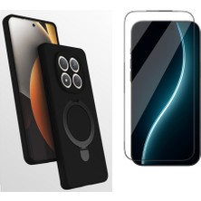 Tekno Grup Xiaomi Redmi Note 15 4g Kılıf M-Safe Şarj Özellikli Standlı Samara Kapak-Siyah + Cam Ekran Koruyucu