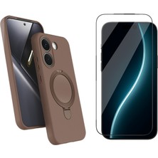Tekno Grup Xiaomi Poco X8 Pro Kılıf M-Safe Şarj Özellikli Standlı Samara Kapak-Desert Gold + Cam Ekran Koruyucu