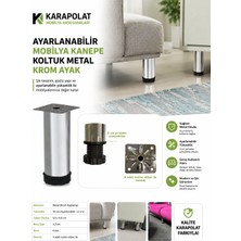 Karapolat Ayarlanabilir Mobilya Kanepe Baza Koltuk Metal Destek Yükseltici Ayağı Krom Ayakları 4 Adet Vida Dahil (5-8-10-12-15CM)