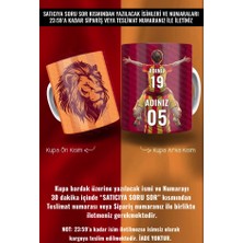 PembeCadde Gs Sarı Kırmızı Aslan Desenli Seramik Baba Kız  Kişiye Özel Tasarım Kahve Kupası 1 Parça