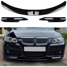 Ramm Bmw E90 M-Tech Ön Tampon Lipi + Flap Seti - Piano Black - E90 M-Tech 2005-2008