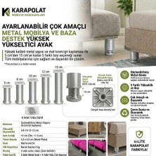 Karapolat Ayarlanabilir Mobilya Kanepe Baza Koltuk Plastik Destek Yükseltici Ayağı Mat Krom Ayakları 4 Adet Vida Dahil (5-8-10-12-15CM)