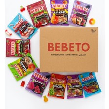 Bebeto Mix Paket Yumuşak Şeker Jelibon 80 G  12 Adet Vişne, Vampir Diş, Ekşi Solucan, Meyveli Solucan, Kola, Okyanus, Şirin Meyve, Ayıcık, Böğürtlen, Dondurma, Karpuz, Şeftali Halka