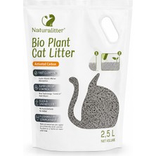 Naturalitter Bio Plant Cat Litter Activated Carbon Kedi Kumu 2,5 L – Topaklanan, Koku Kontrollü, Doğal Bitkisel Kedi Kumu