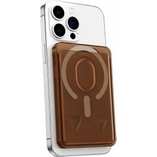 Coverzone iPhone Için Magsafe ile Uyumlu Transparan Kart Cüzdan, Manyetik Kartlık, Süper Yapışma ve Sağlam Tutuş, Kompakt ve Şık Tasarım Kahverengi