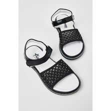 Tonny Black Çocuk Unisex Siyah Çoçuk Taşlı Sandalet