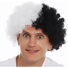 Dorasan Siyah Beyaz Kıvırcık Afro Bonus Peruk Taraftar Bonus Saç