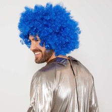 Dorasan Mavi Renk Kıvırcık Afro Bonus Peruk