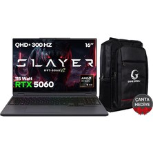 Game Garaj Slayer R9T-5060 V2 C1 Amd Ryzen 9 8945HX 32GB Ram 1tb SSD RTX5060 16" 300Hz Qhd+ IPS Freedos Gaming Laptop