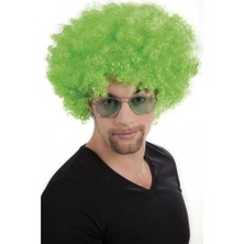 Dorasan Yeşil Renk Kıvırcık Afro Bonus Peruk