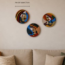 Hediyegeldi Hg Atölyesi El Yapımı Picasso Esintisi Tabak Seti 3'lü