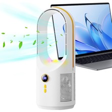 MMctech Masa Vantilatörü Fan 5 Hızlı Sessiz Kanatsız Masa Vantilatörü  Gece Lambası Rgb 1800MAH Hava Üfleyici