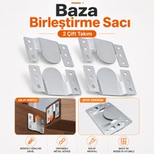 Metal (2 Çift Takım) Baza Başlık Mobilya Karyola Köşe Koltuk Birleştirme Sacı Saç Bağlama Braketi