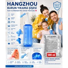 Hangzhou Burun Yıkama Şişesi 300ML Neti Pot Sinüs Durulama Seti + Osel Burun Yıkama Sıvısı 500ML Manuel Kullanım Seti