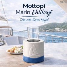 Mottopi Marin Ehlikeyf Tek Kadeh Beyaz Teknede Kaymaz Silikon Taban,Termojelli Soğutucu Güverte Üstü