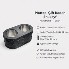 Mottopi Çift Kadeh Ehlikeyf Kilim Motifli, Termojelli Paslanmaz Çelik, Donarak Soğutan-Siyah 1 Adet