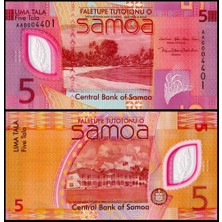 Emir Koleksiyon Coin & Paper Collection Samoa 2023 Yılı 5 Tala Polimer Kağıt Para Çil ( Unc ) Koleksiyon Para