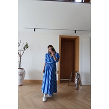 Özge Özgenç Kalın Çizgili Gömlek Etek Takım