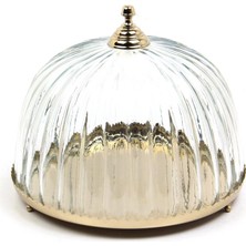 Lamedore Yuvarlak Dome Gold Kek Standı 28,5X28,5X22,5 cm – Cam Kapaklı Lüks Pasta ve Kek Servis Standı