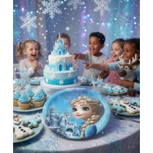 Dodomar Frozen Kar Prensesi Karton Tabak 23 cm 8li Doğum Günü Parti Süsü Dekoru
