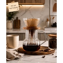 Borosilikat Cam Kahve Demeleme Seti Dripper ve Sürahi - 100 Adet Filtre Kağıdı Hediyeli 500 ml