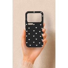 Vip Case Mi 17 Pro Max Uyumlu Beyaz Mini Kalp Siyah Desenli Silikon Kılıf