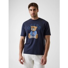 Guess Kısa Kollu Basic Guess Ayıcıklı Erkek Mavi T-Shirt M6YI75K5409-F73J