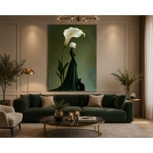Othello Art Zarif Kadın ve Beyaz Lilyum Kanvas Tablo | Modern Sanat Duvar Dekorasyonu