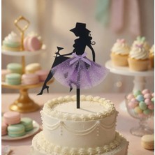 Dodomar Bride Mor Tül Etekli Çubuklu Pasta Süsü Bekarlığa Veda Cake Topper Dekoru