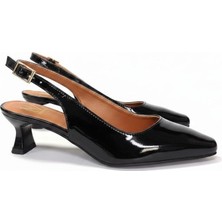 Ne&Ve Shoes Siyah Rugan Kadın Kalın Topuklu Ayakkabı