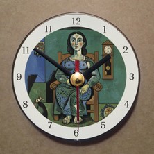 Bsb Picasso Tablosu Temalı Magnet Saat Buzdolabı Süsü Duvar Saati 10,5cm MS7039