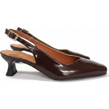 Ne&Ve Shoes Kahve Rugan Kadın Kalın Topuklu Ayakkabı