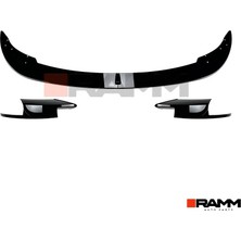 Ramm Bmw F10 F11 M5 Stil Ön Tampon Lip + Flap Seti - Parlak Siyah - F10 F11 M5 2011-2017
