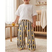 Limon Desenli Çift Kat Müslin Oversize Çocuk Pantolonu | 0-5 Yaş Unisex