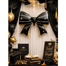 Dodomar Mezuniyet Fiyonk Folyo Balon Siyah Gold 98X75 cm Mezuniyet Partisi Süsü Dekorasyonu