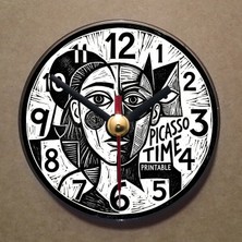 Bsb Picasso Tablosu Temalı Magnet Saat Buzdolabı Süsü Duvar Saati 10,5cm MS7003