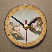 Bsb Michelangelo Tablosu Temalı Magnet Saat Buzdolabı Süsü Duvar Saati 10,5cm MS7046