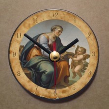 Bsb Michelangelo Tablosu Temalı Magnet Saat Buzdolabı Süsü Duvar Saati 10,5cm MS7048
