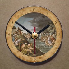 Bsb Michelangelo Tablosu Temalı Magnet Saat Buzdolabı Süsü Duvar Saati 10,5cm MS7049
