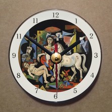 Bsb Picasso Tablosu Temalı Magnet Saat Buzdolabı Süsü Duvar Saati 10,5cm MS7038