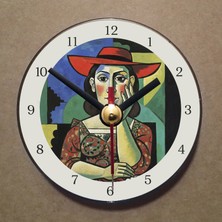 Bsb Picasso Tablosu Temalı Magnet Saat Buzdolabı Süsü Duvar Saati 10,5cm MS7033